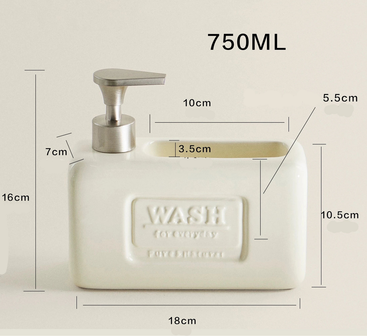 Dosador de Detergente em Cerâmica Ceci Home com Armazenamento