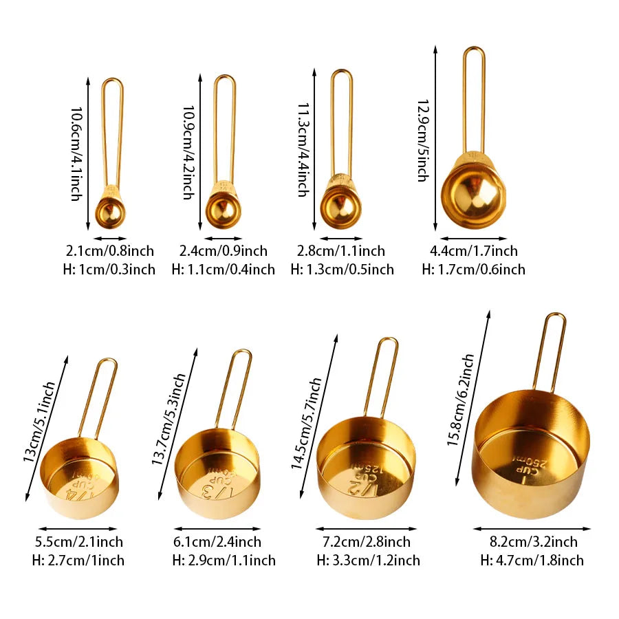 Medidor para Cozinha Ceci Home em Titânio Dourado e Aço Inoxidável - Alta Resistência