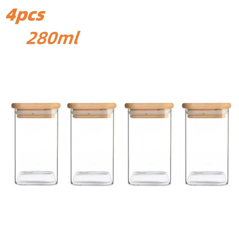 Frasco de Vidro 280ml com Tampa Hermética Bambu