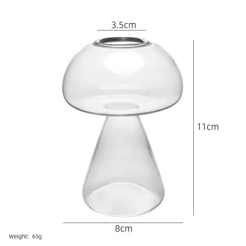 Vaso de Vidro Cogumelo Transparente
