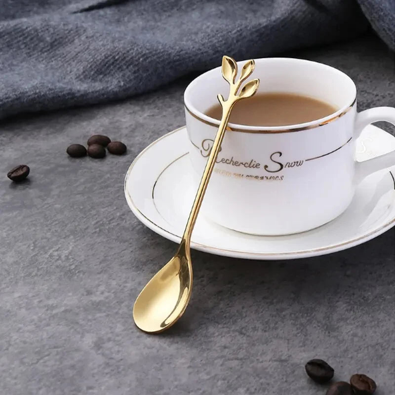 Colher de Café Aço Inoxidável Ceci Home Detalhe Folhas no Cabo
