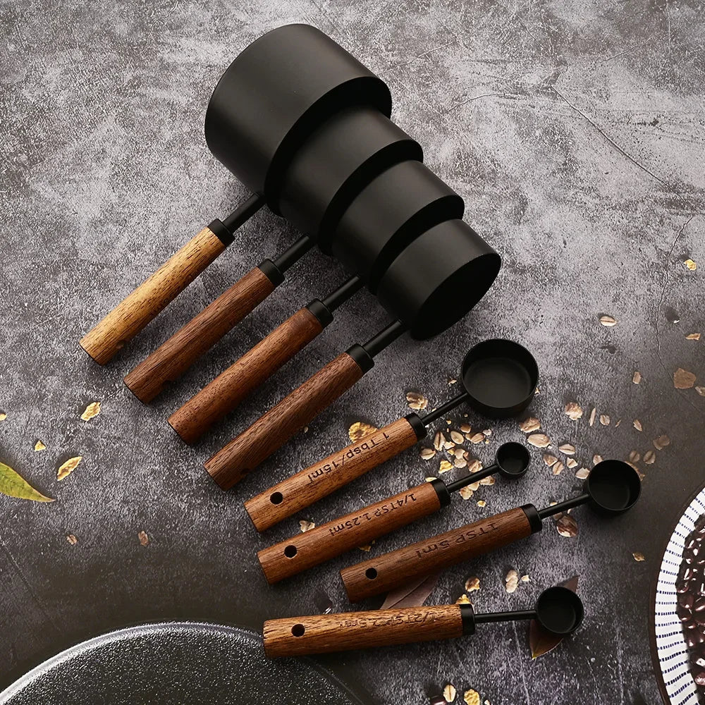 Medidor para Cozinha Ceci Home - Cabo de Madeira e Aço Inoxidável, Alta Resistência