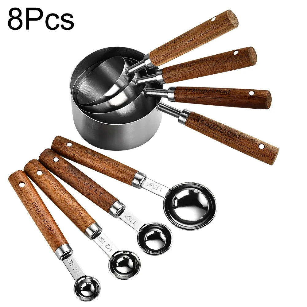 Medidor para Cozinha Ceci Home - Cabo de Madeira e Aço Inoxidável, Alta Resistência