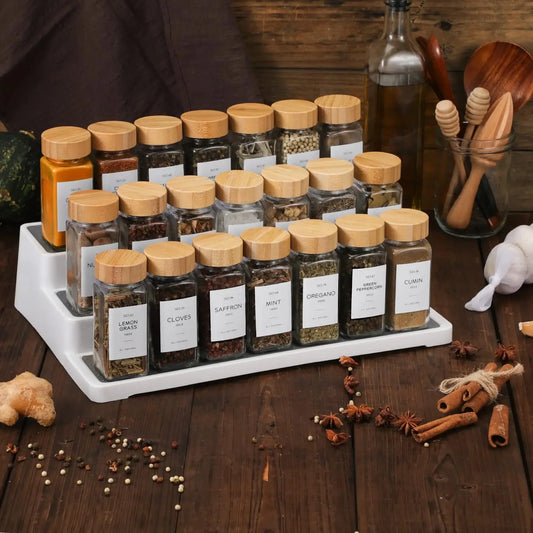 Potes de Vidro para Temperos com Tampa de Bambu