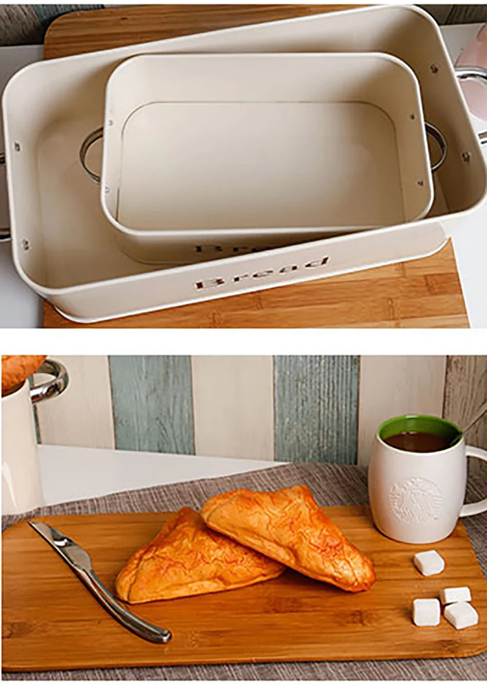 Porta Pão Ceci Home de Ferro Galvanizado com Tampa de Bambu