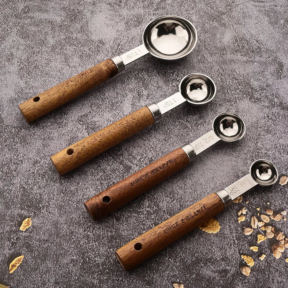 Medidor para Cozinha Ceci Home - Cabo de Madeira e Aço Inoxidável, Alta Resistência