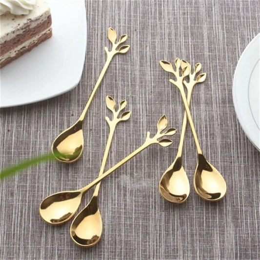 Colher de Café Aço Inoxidável Ceci Home Detalhe Folhas no Cabo