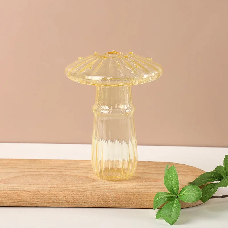Vaso de Vidro Cogumelo Transparente