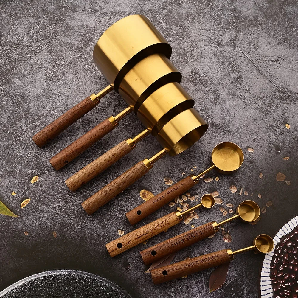 Medidor para Cozinha Ceci Home - Cabo de Madeira e Aço Inoxidável, Alta Resistência