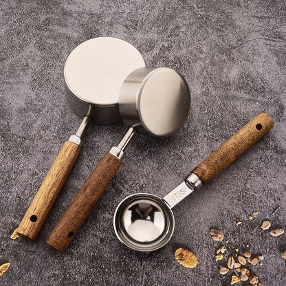 Medidor para Cozinha Ceci Home - Cabo de Madeira e Aço Inoxidável, Alta Resistência