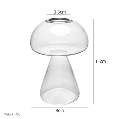 Vaso de Vidro Cogumelo Transparente