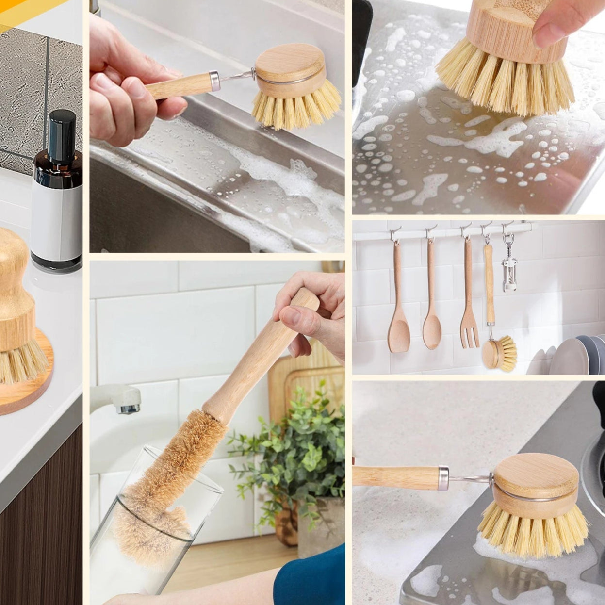 Escova Multiuso  para Louça em Bambu Ceci Home