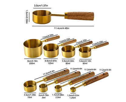 Medidor para Cozinha Ceci Home - Cabo de Madeira e Aço Inoxidável, Alta Resistência